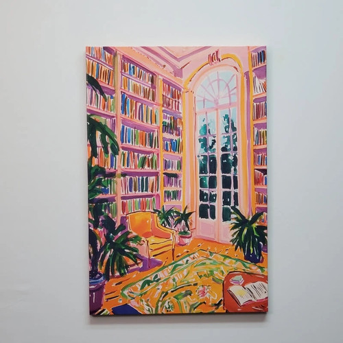 Colorful sunlit home library - colorful,